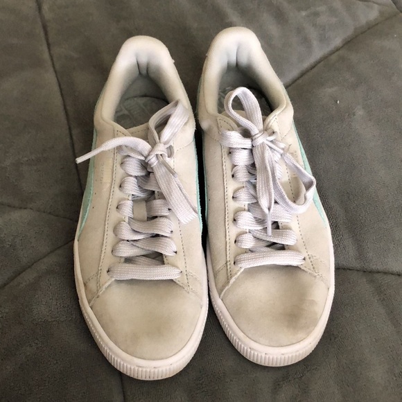 Grey/teal puma suede shoes - Picture 3 of 5